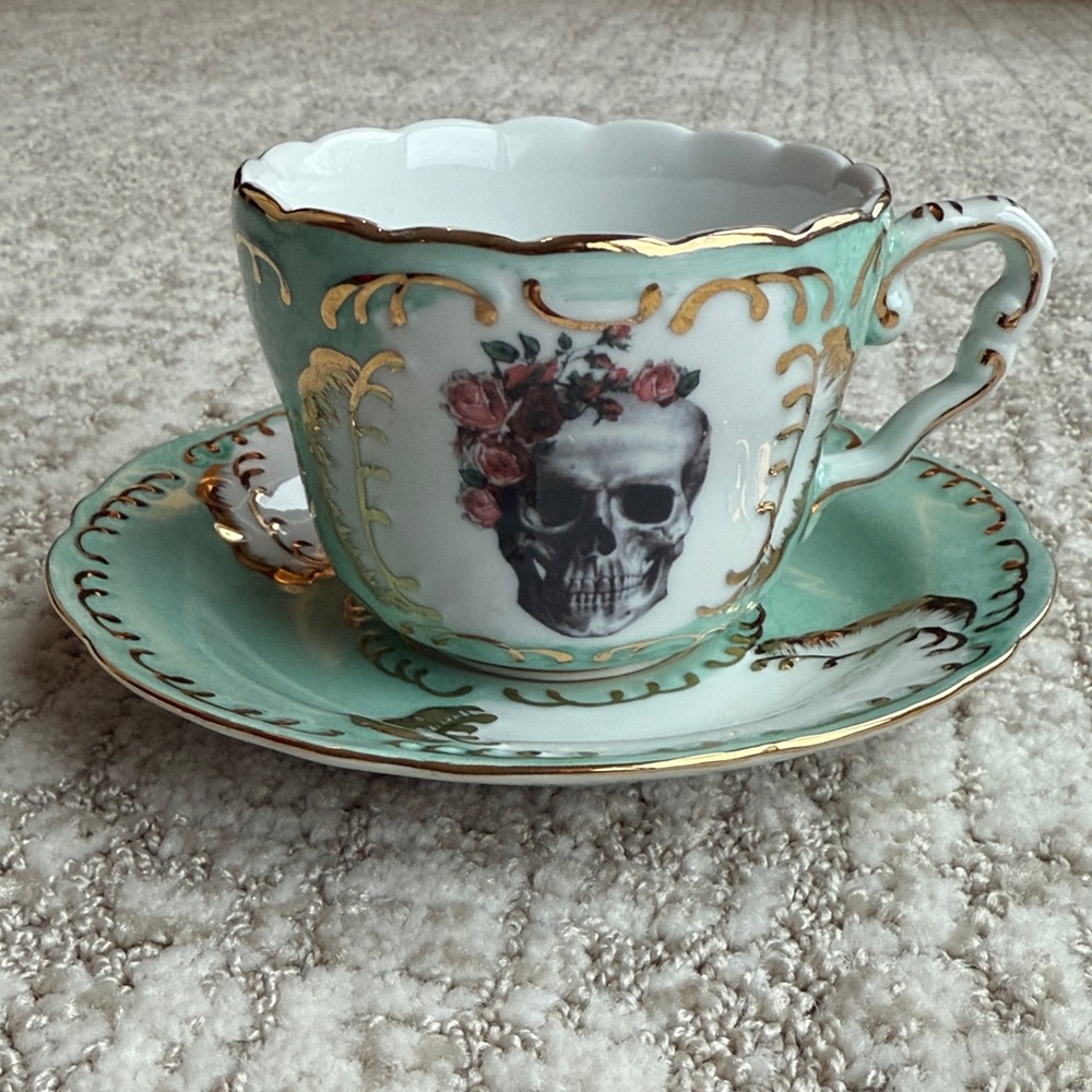 Elegant Skull Design Mug with Saucer. There is a second one.